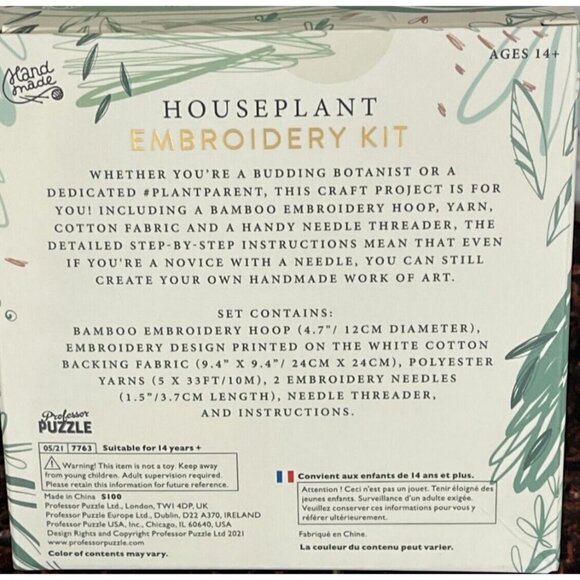 Professor Puzzle Houseplant Design Beginners Budding Artist Embroidery Kit - Picture 3 of 3